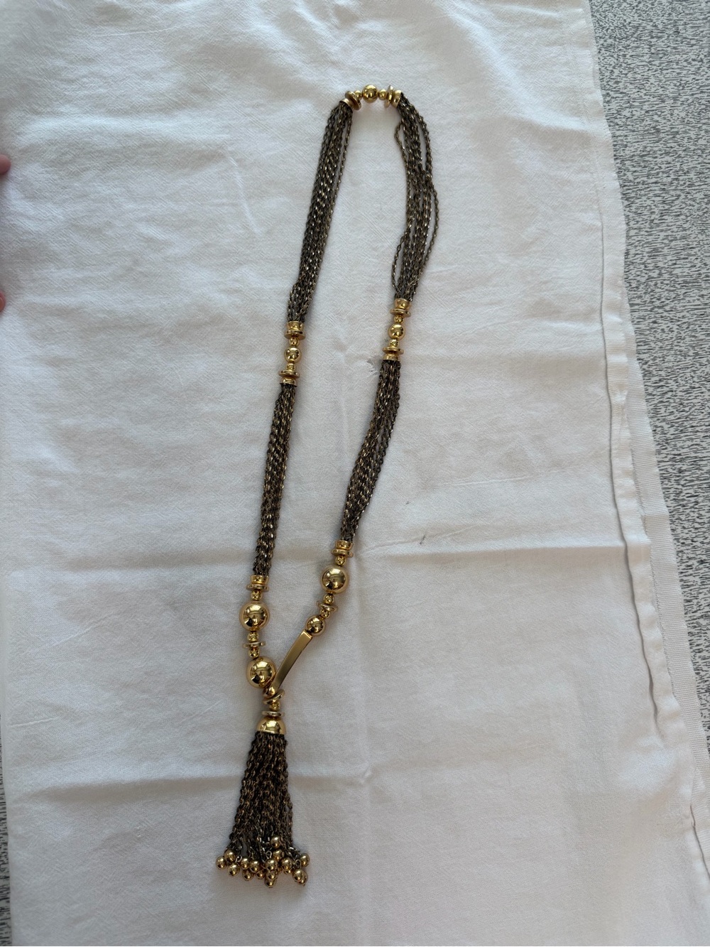 Stella & Dot Gold and Bronze Multi-Strand Tassel Necklace
